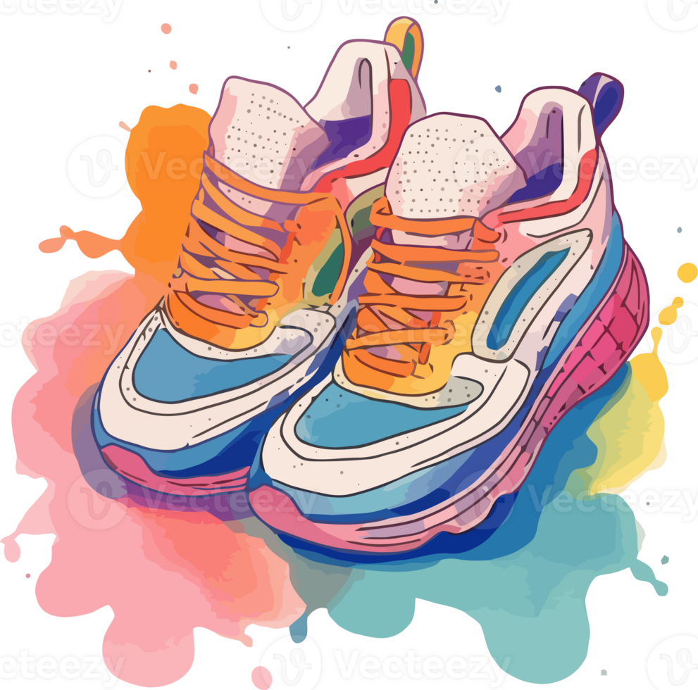 Expressive Watercolor Sneaker Art Illustration png