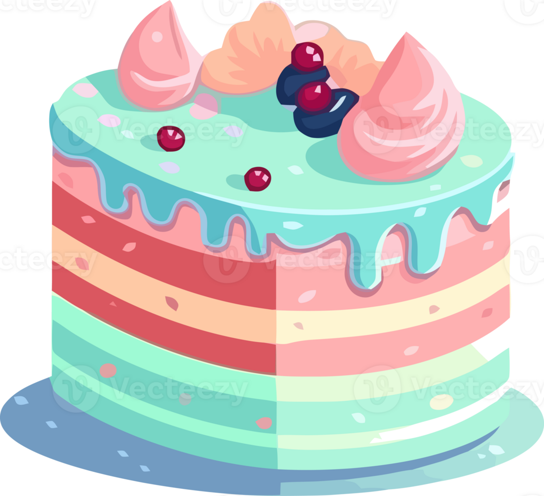 Slice of Birthday Cake in Pastel Layer Shades png