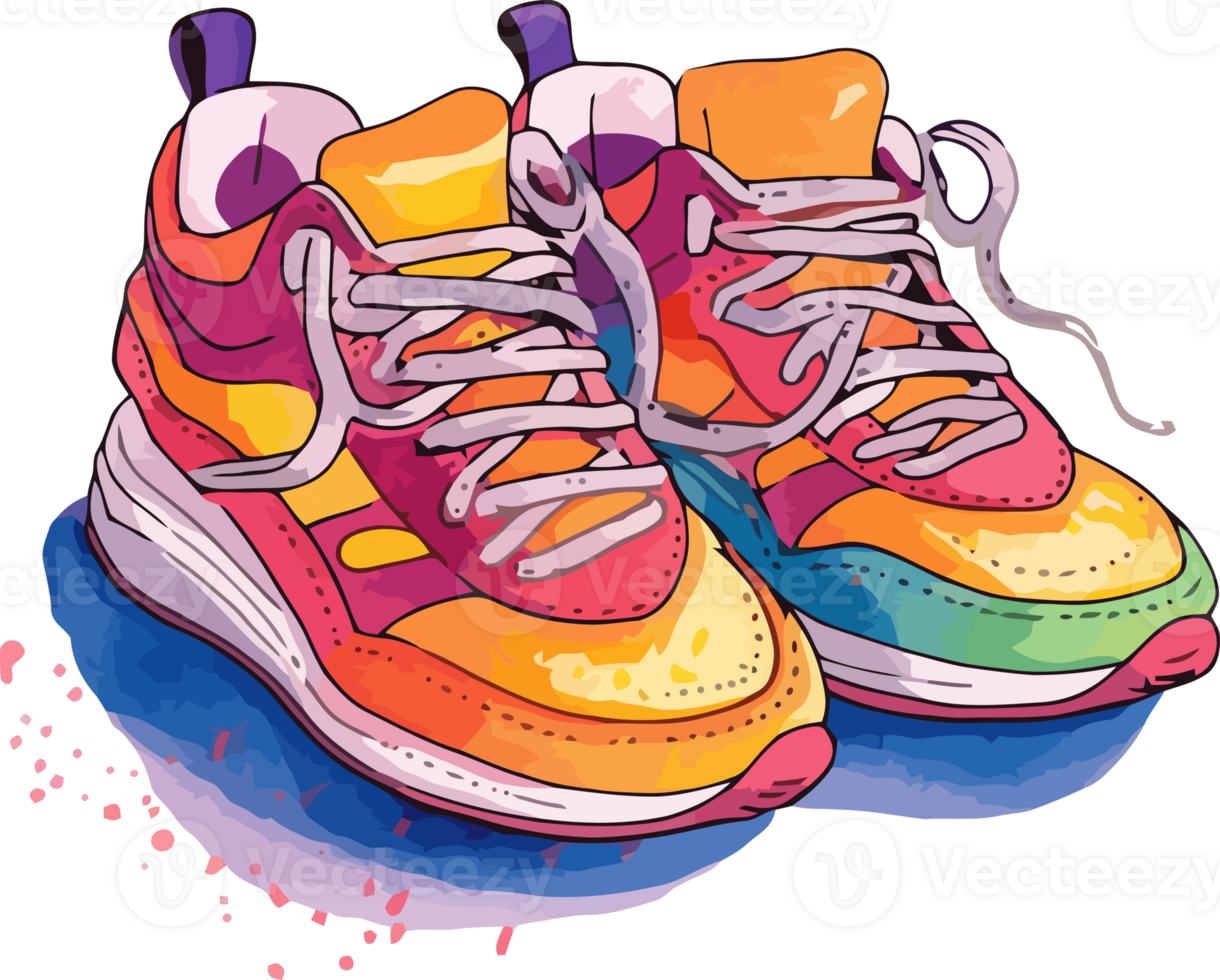 Colorful Sneaker Watercolor Painting, A Splash of Artistic Brilliance png