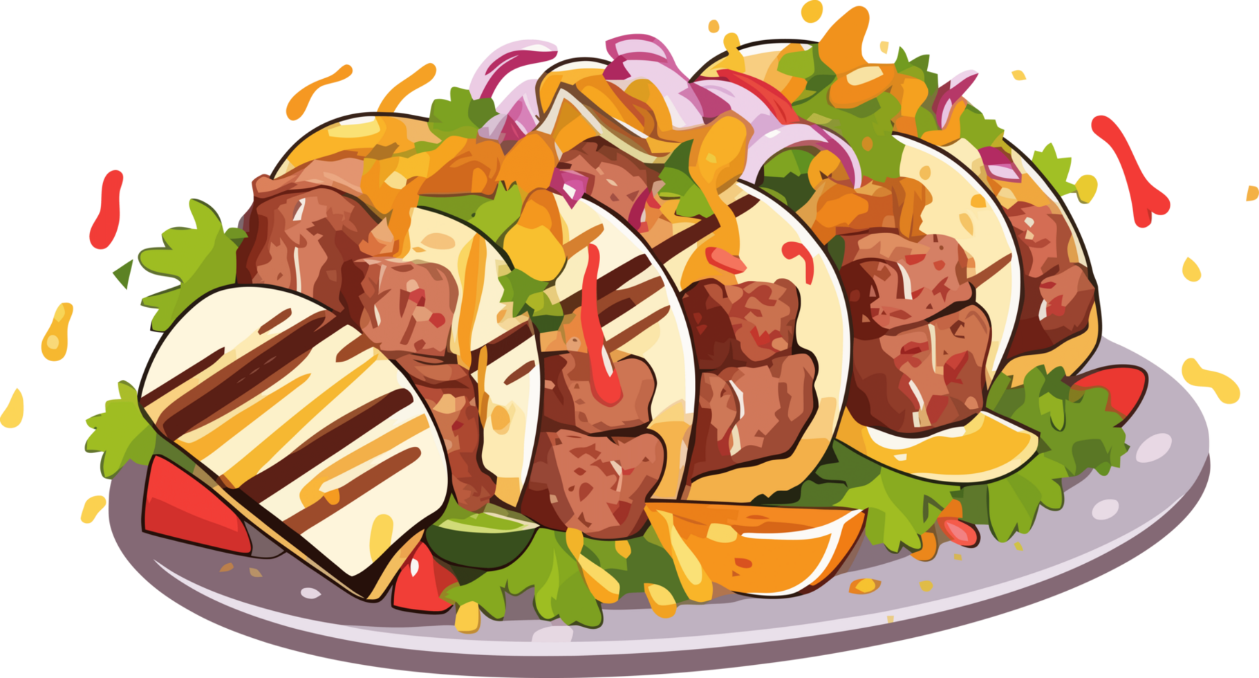 Traditional Turkish kebab, Shawarma bread filled with savory meat and fresh veggies png