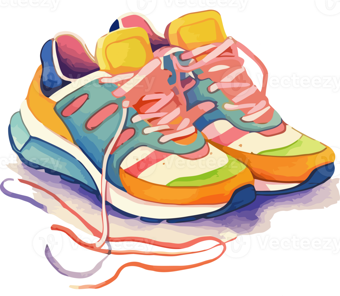 Aquarell Sneaker Kunst, Farben und Spritzen Auswirkungen ai generativ png