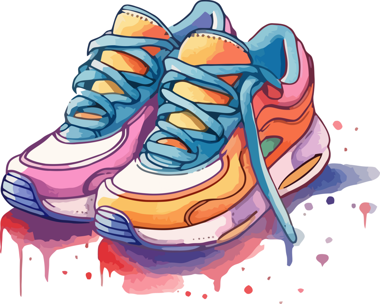 Sneaker Watercolor Painting, Splashes of Color png