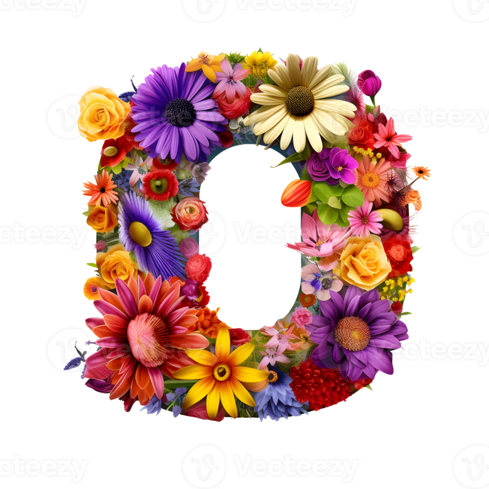 Floral Alphabet, Letter U, floral typography, generative ai generated  24639134 PNG