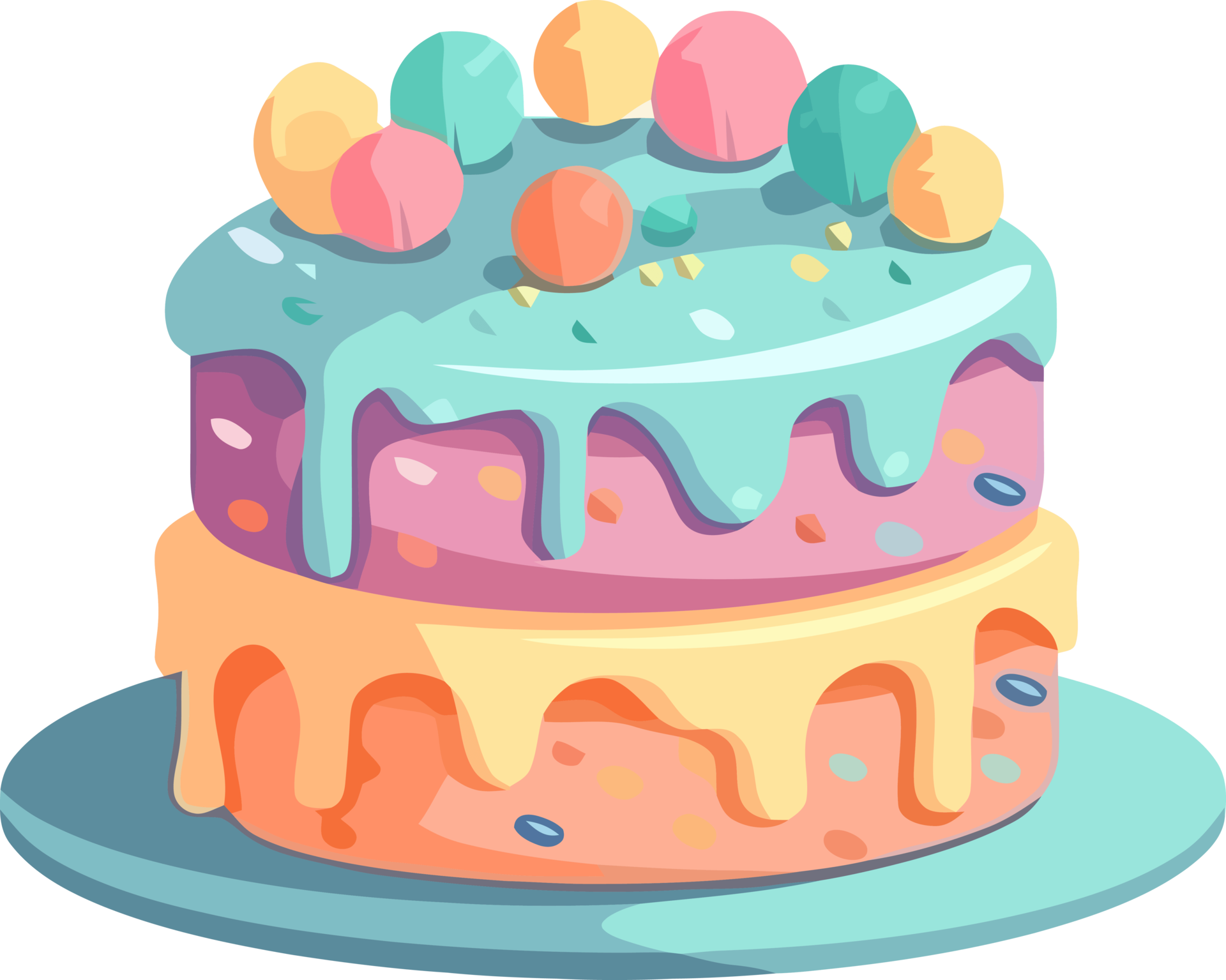 Cartoon Cake Delights, Colorful Pastel Joy for Parties 24639169 PNG