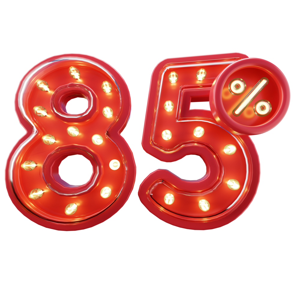 3d Render of 85 Discount Sale Neon Typography png