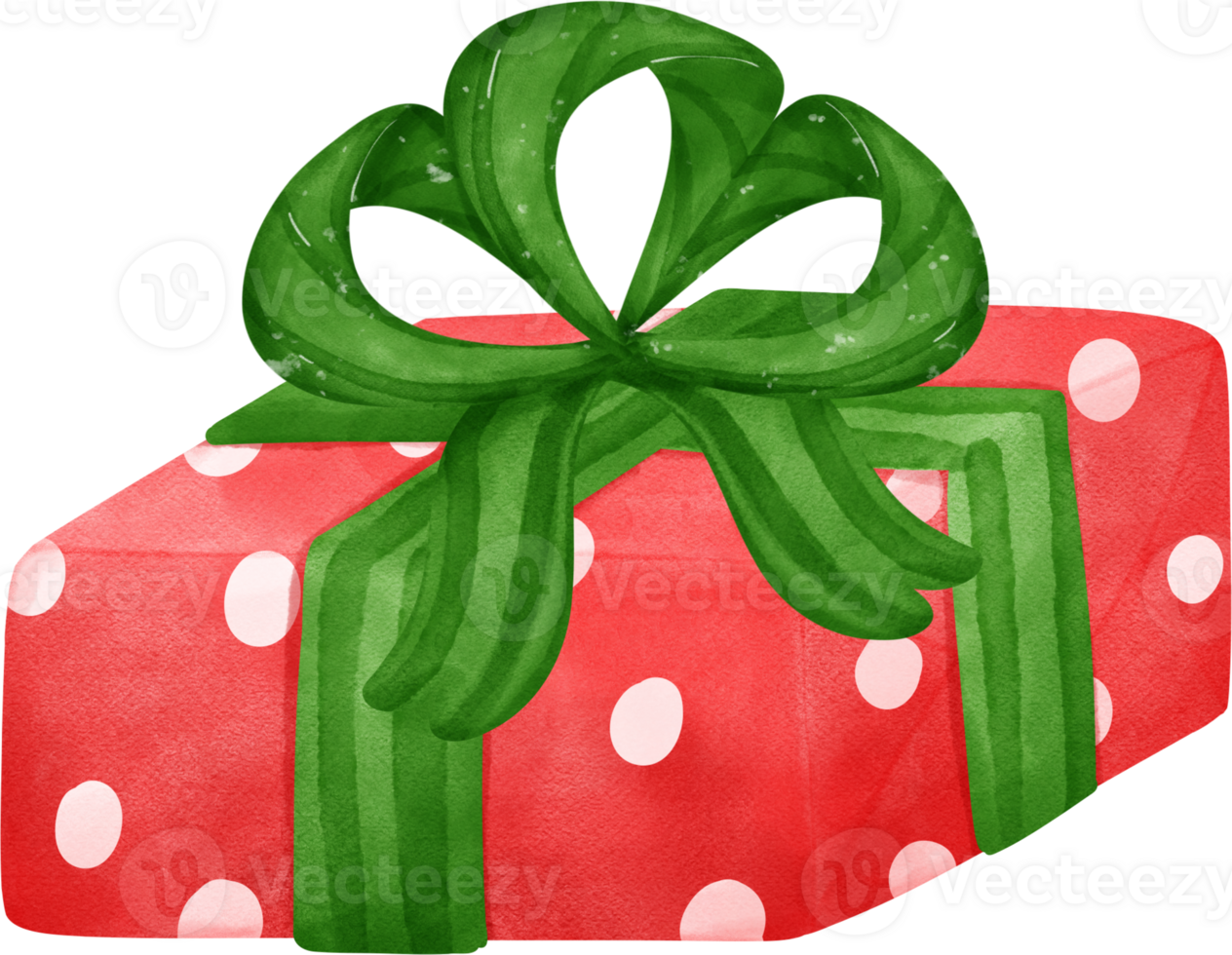 Cute vibrant Christmas present papercraft box watercolor cartoon hand drawing png