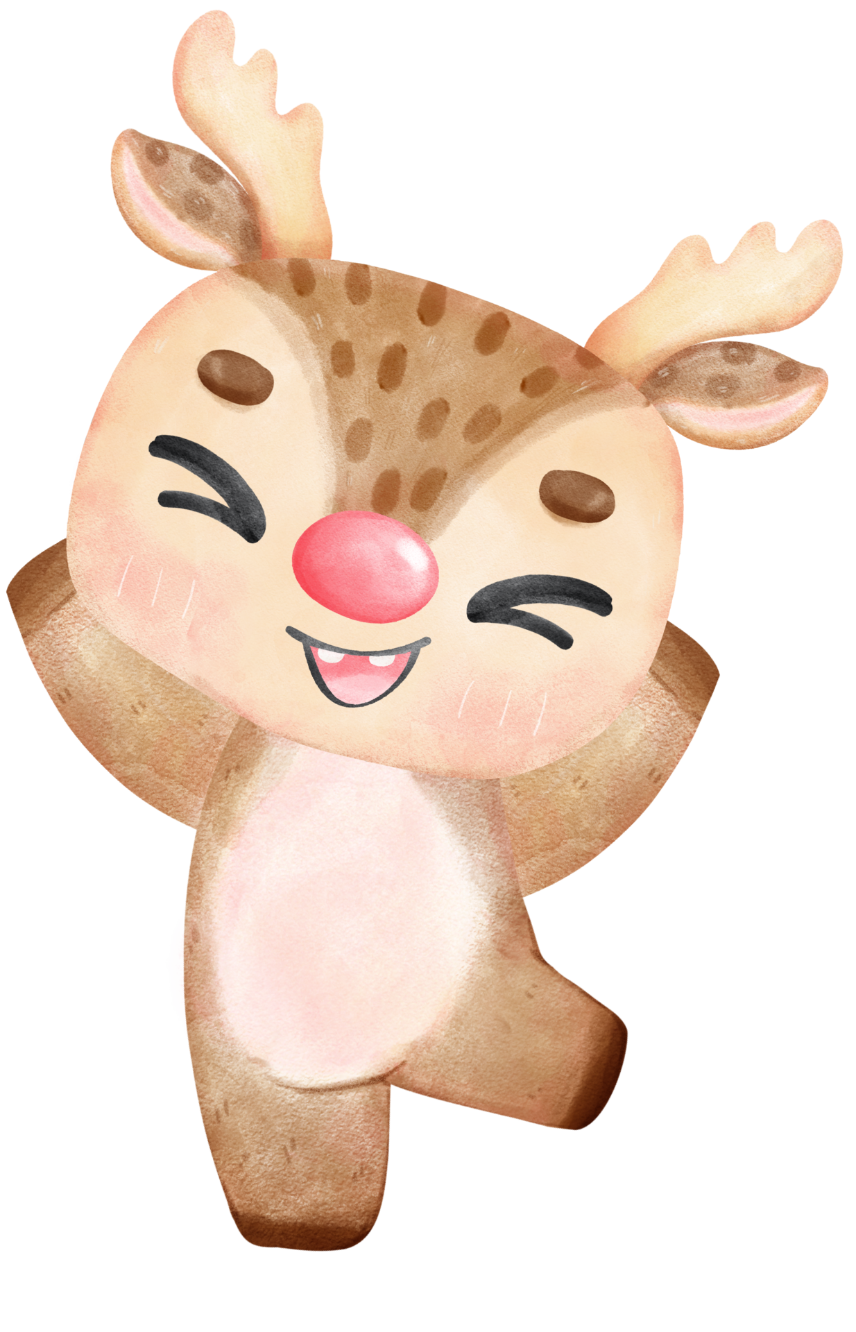 Cute Baby Reindeer Character With Various Joyful Expressions And Cute Baby Reindeer Character With Various Joyful Expressions And