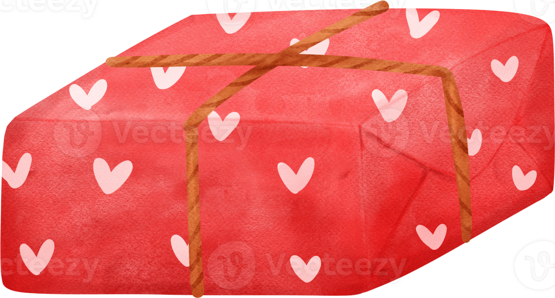 Cute vibrant Christmas present papercraft box watercolor cartoon hand drawing png