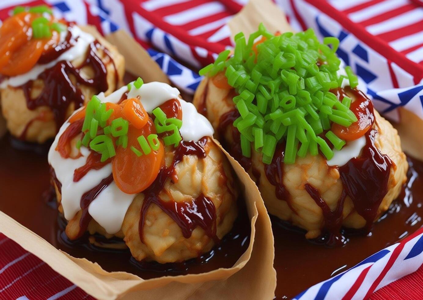 delicioso takoyaki japonés alimento, ai generado foto