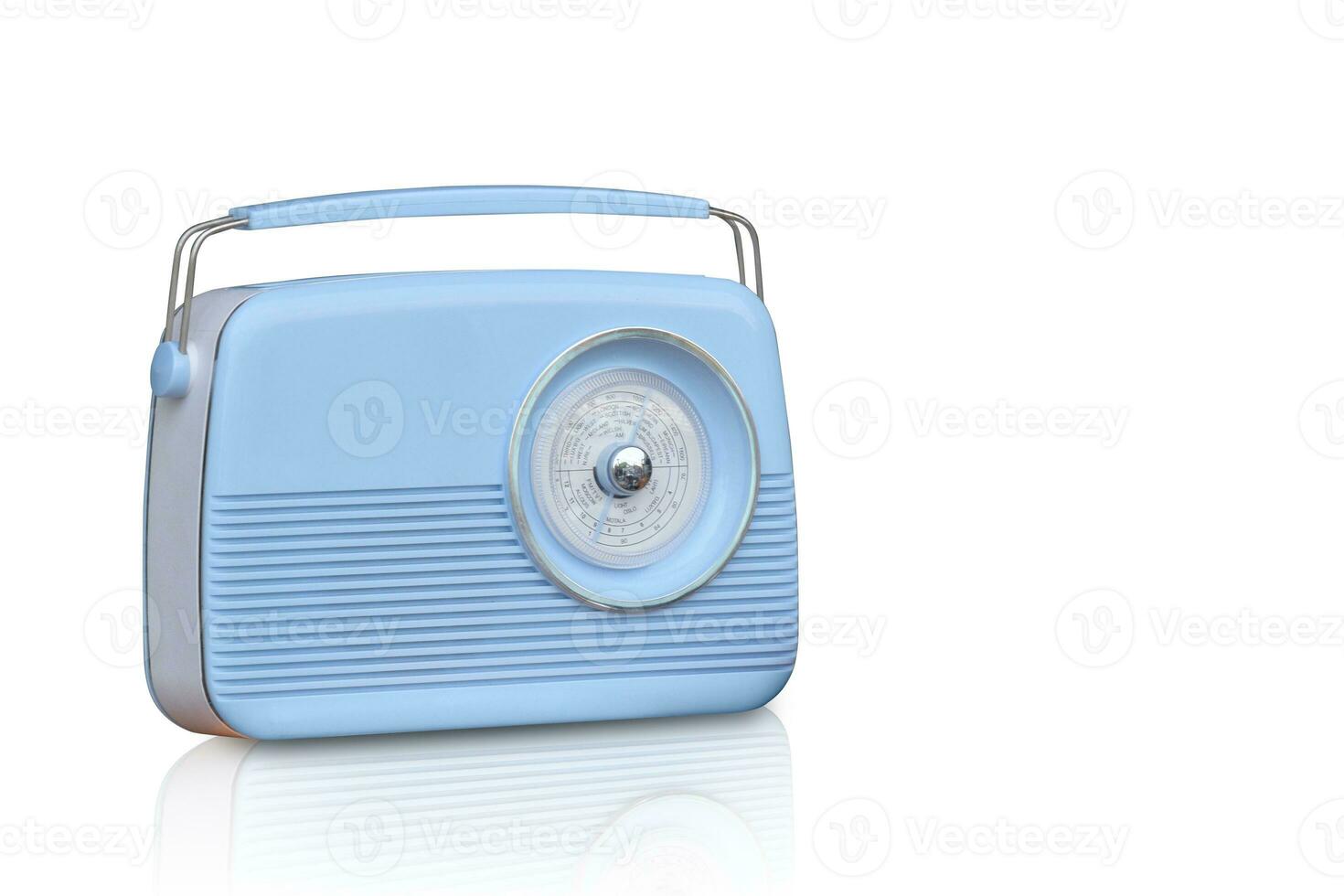 side view beautiful blue Radio on white background, object, technology, copy space photo