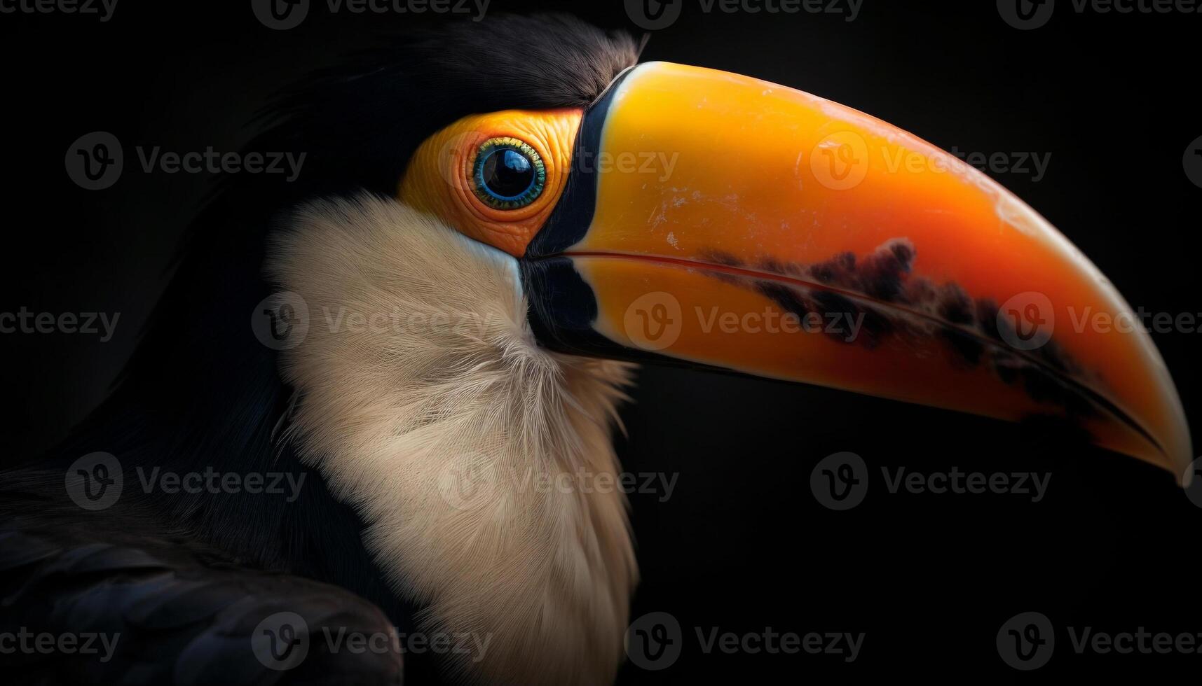 Vibrant macaw perched on branch, feathers and beak in focus generated by AI photo