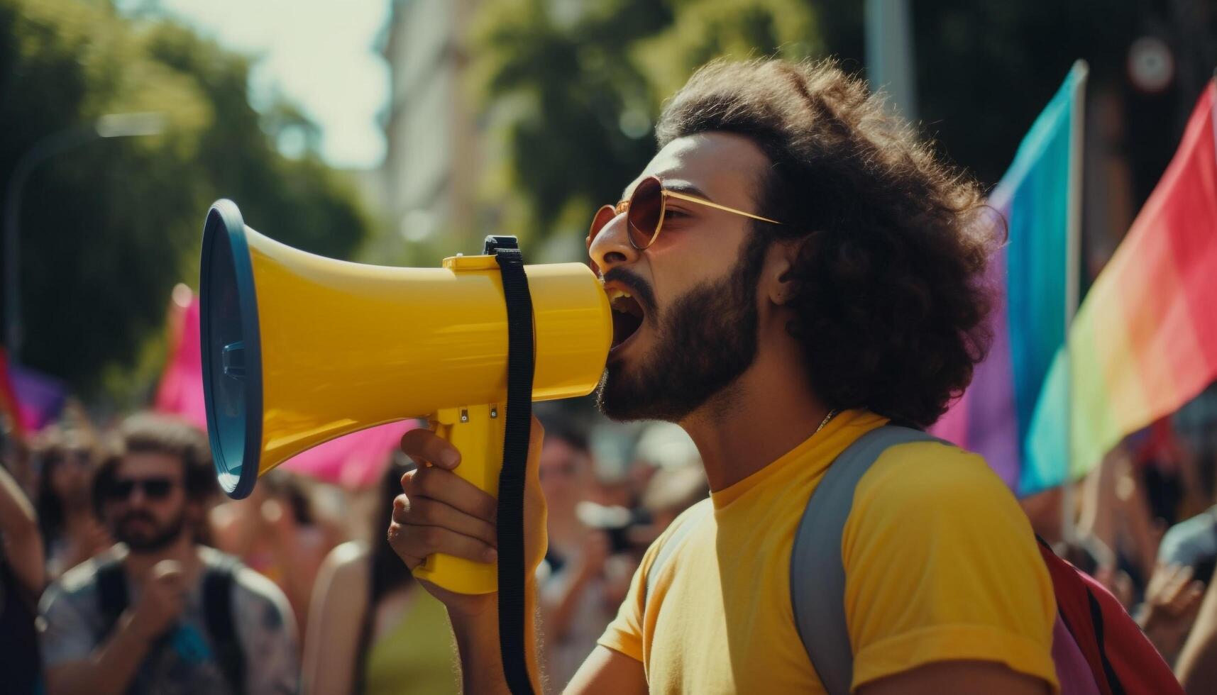 Caucasian males shouting with excitement at soccer championship generated by AI photo