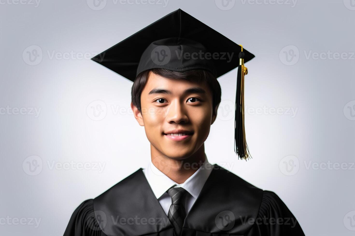 retrato estudiante graduación en pie confidente ai generativo foto