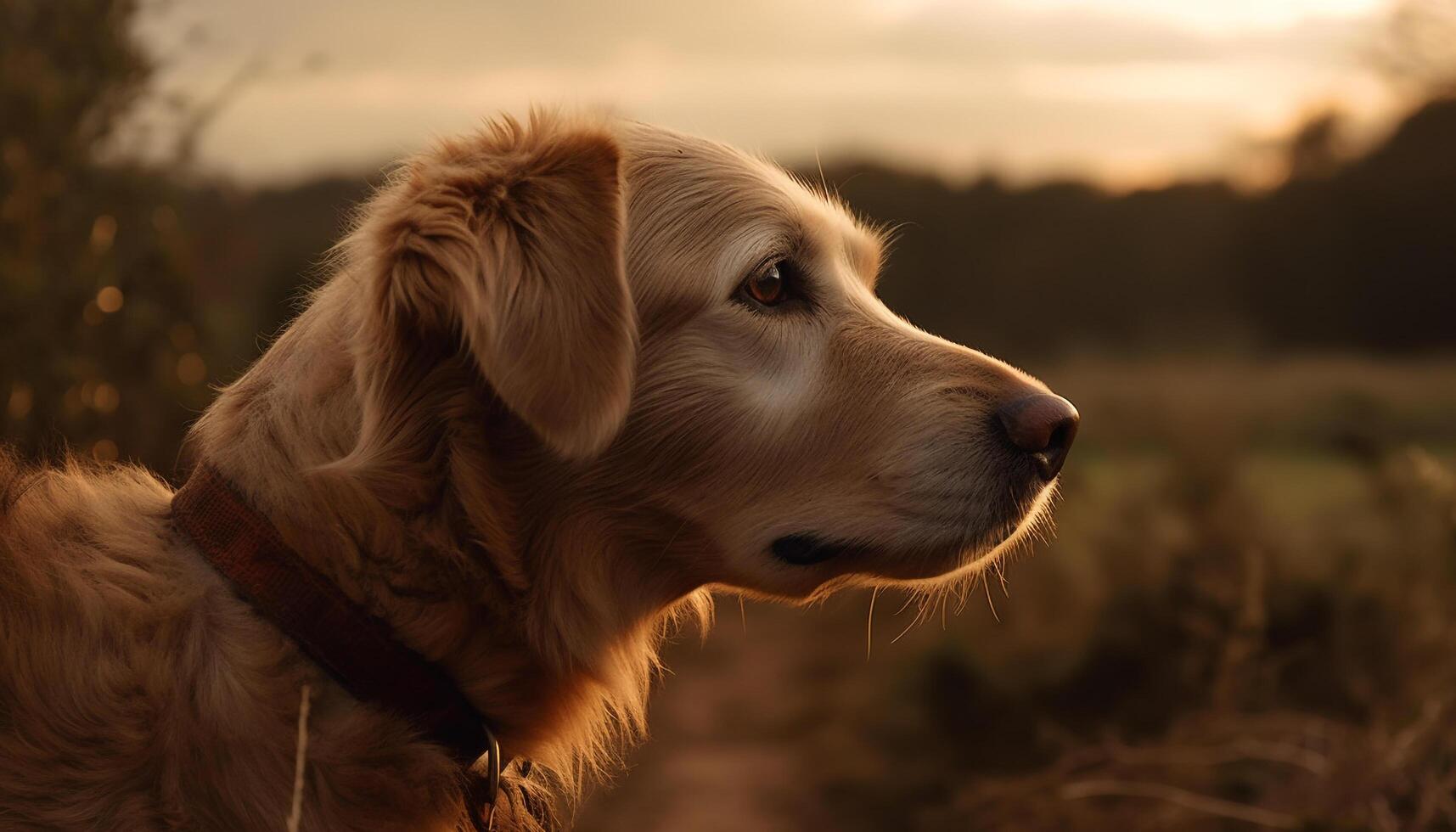 dorado perdiguero perrito sentado en prado, juguetón generado por ai foto