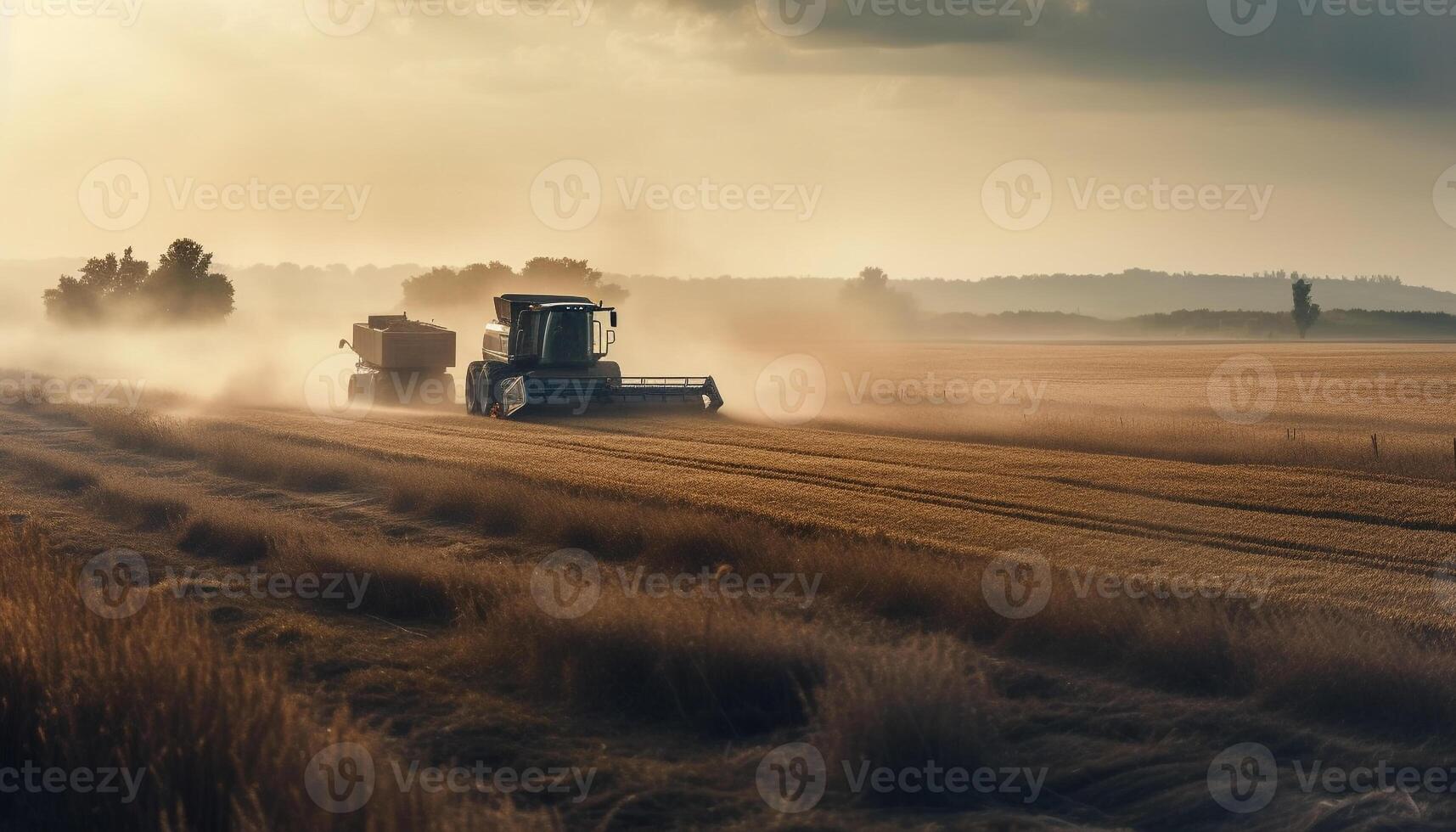 Golden wheat harvested, farmer hard work pays off generated by AI photo