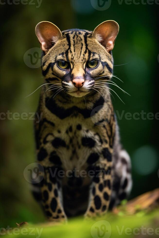 Portrait a wild cat on the forest photo