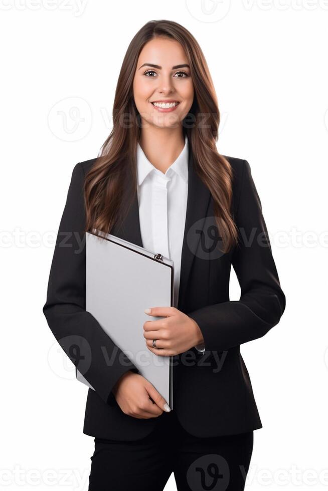 retrato negocio mujer sonriente confidente ai generativo foto