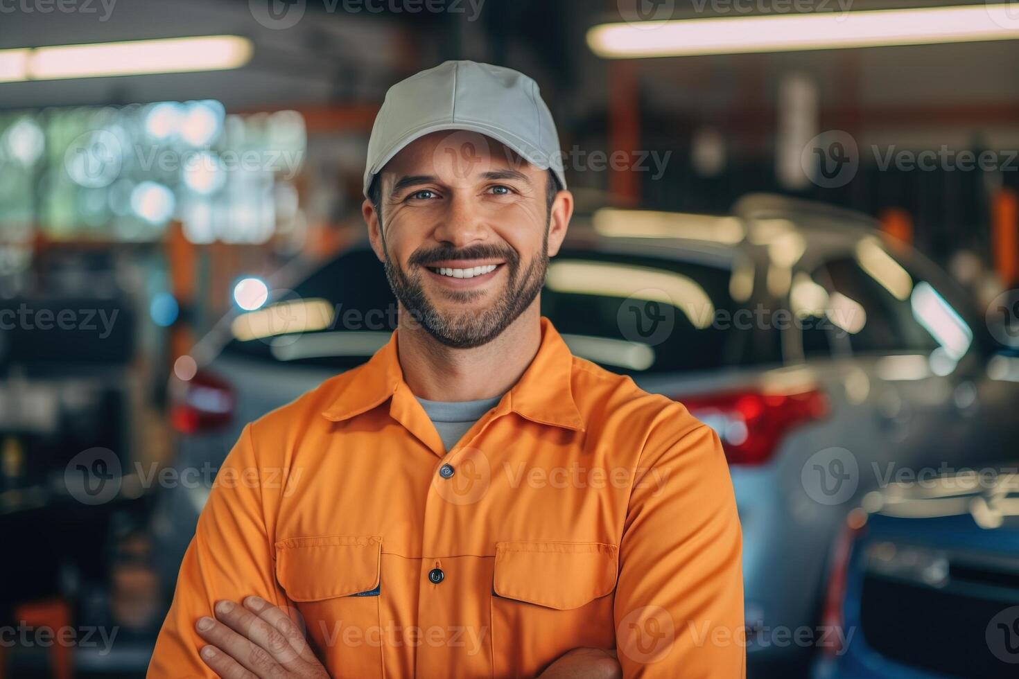 Portrait mechanic smiling confident photo