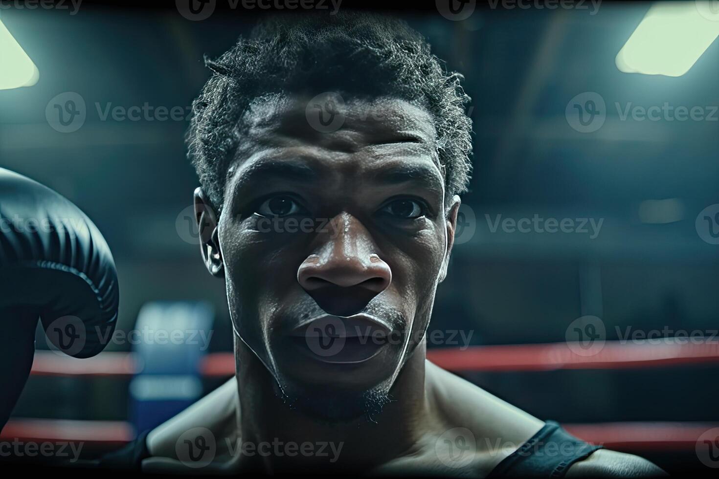Portrait close up boxer in the ring ai generate photo