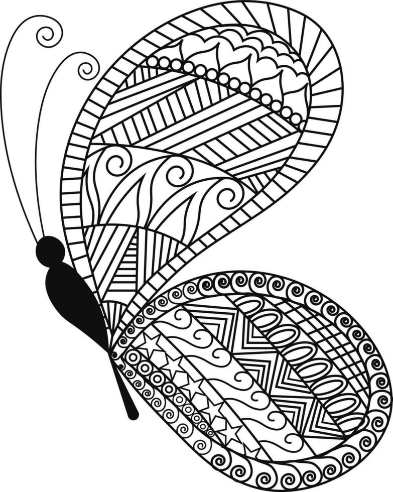 Butterfly. Vintage decorative elements with mandalas. Oriental pattern, vector illustration. Islam, Arabic, Indian, turkish, pakistan, chinese, ottoman motifs