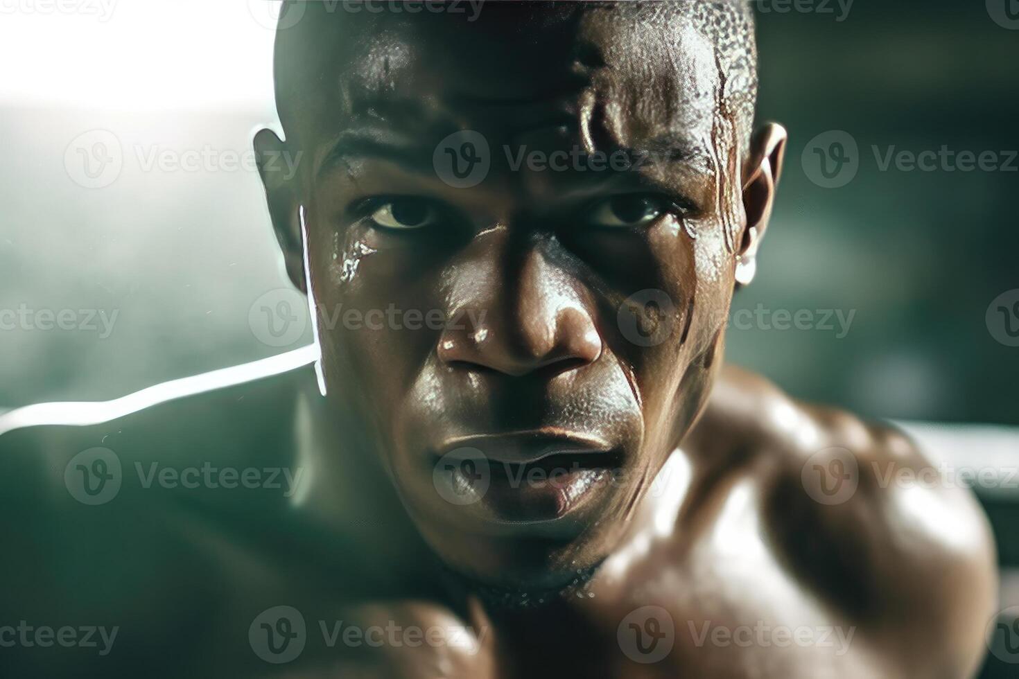 Portrait close up boxer in the ring ai generate photo