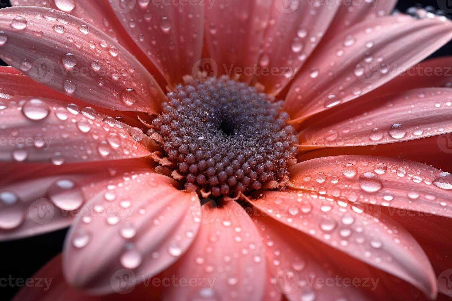 Portrait macro flower with water drops photo