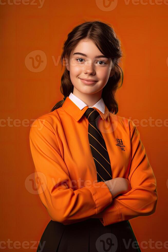Portrait student smiling confident ai generate photo