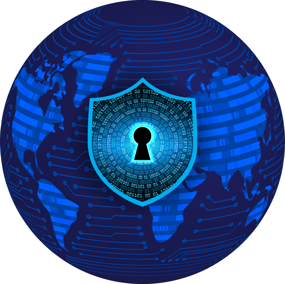 Modern Cybersecurity Technology Background with shield png