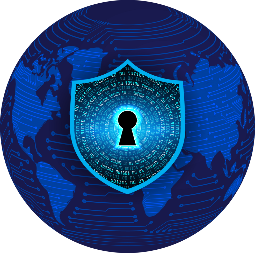 Modern Cybersecurity Technology Background with shield png