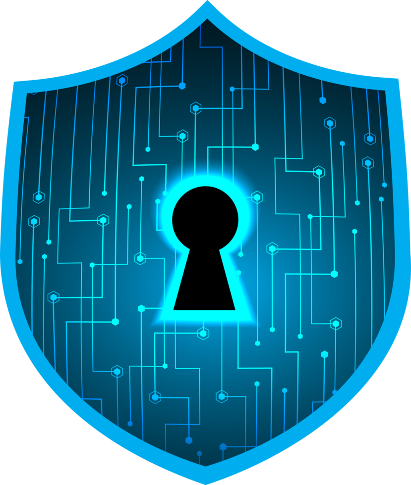 Modern Cybersecurity Technology Background with shield png