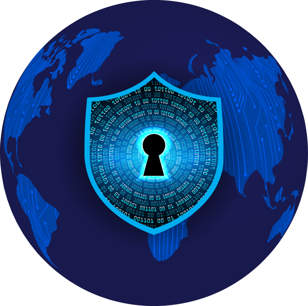 Modern Cybersecurity Technology Background with shield png
