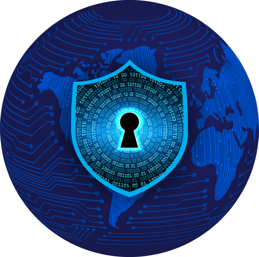 Modern Cybersecurity Technology Background with shield png