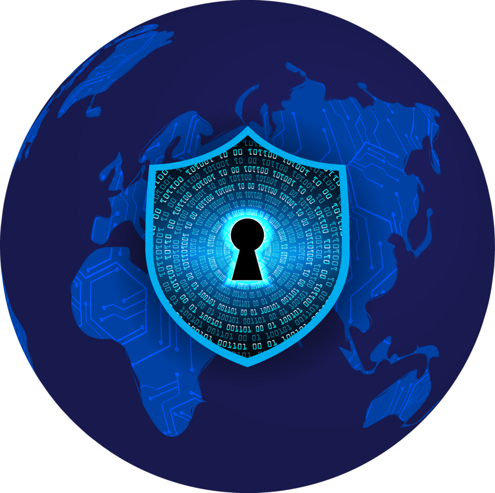 Modern Cybersecurity Technology Background with shield png