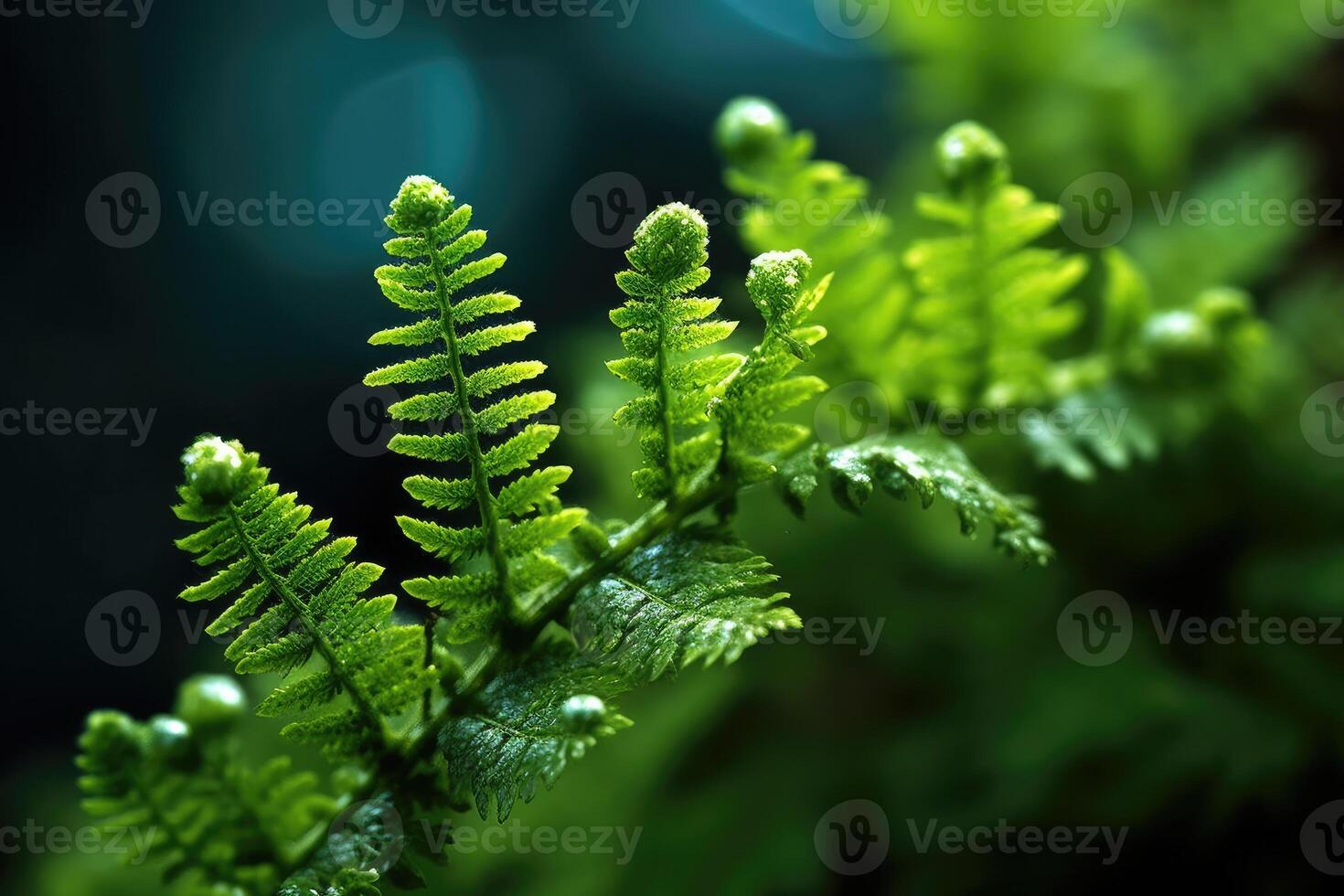 Portrait macro fern on the rain forest photo