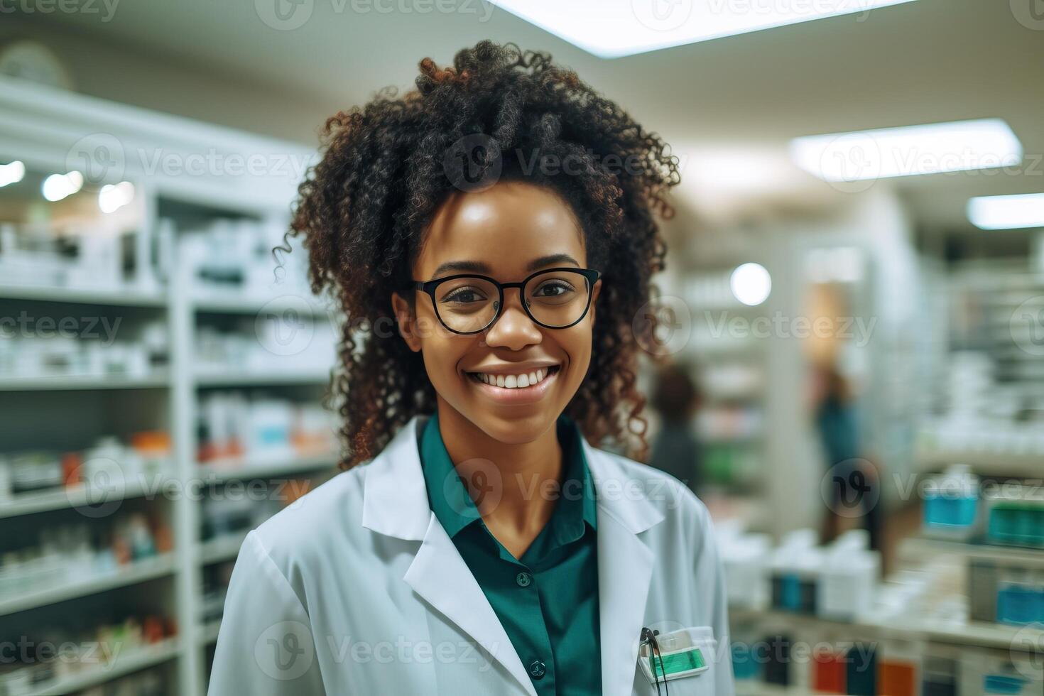 Portrait a beautiful pharmacy officer smiling confident photo