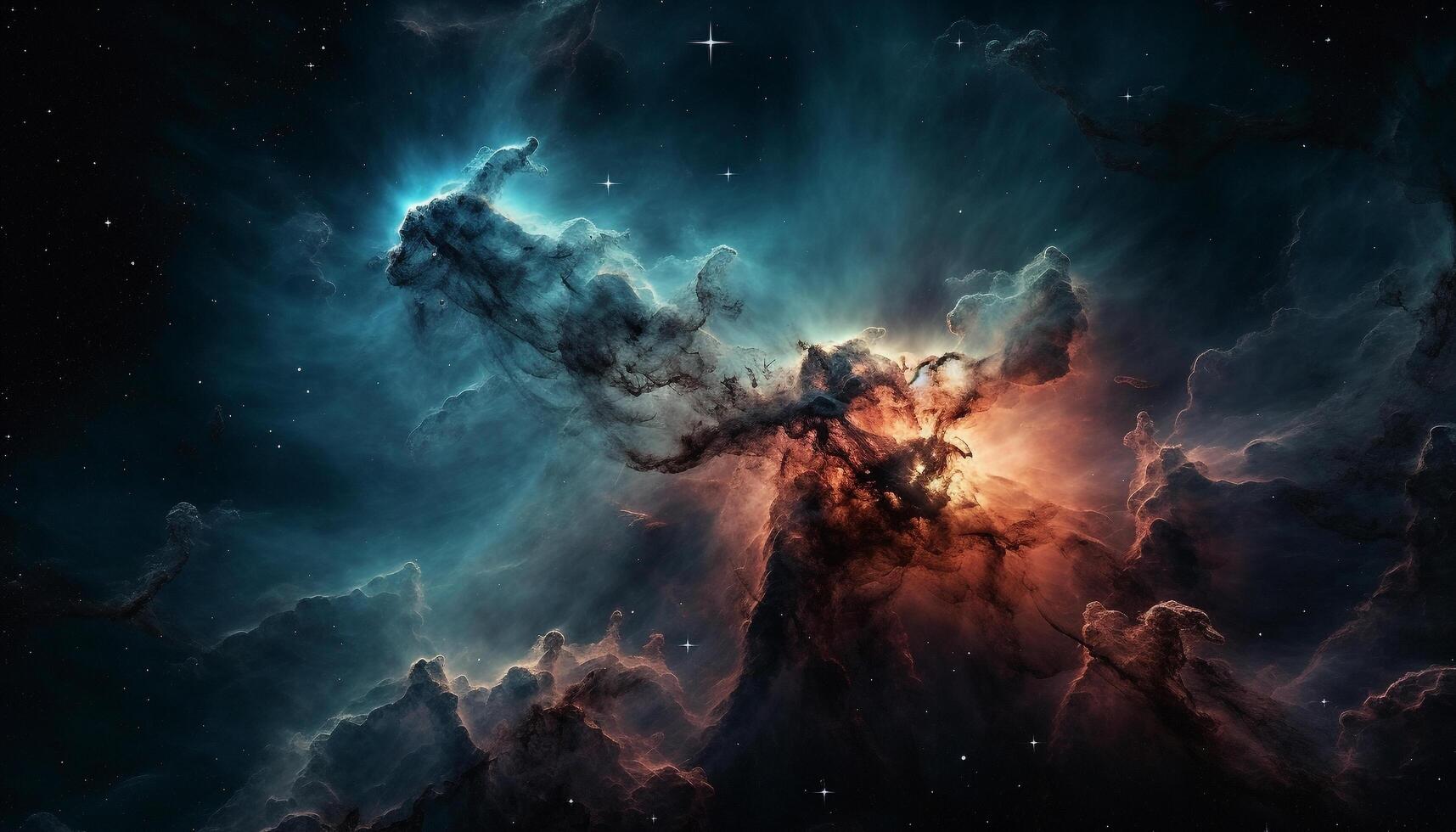 Glowing Milky Way in mysterious night sky generated by AI photo