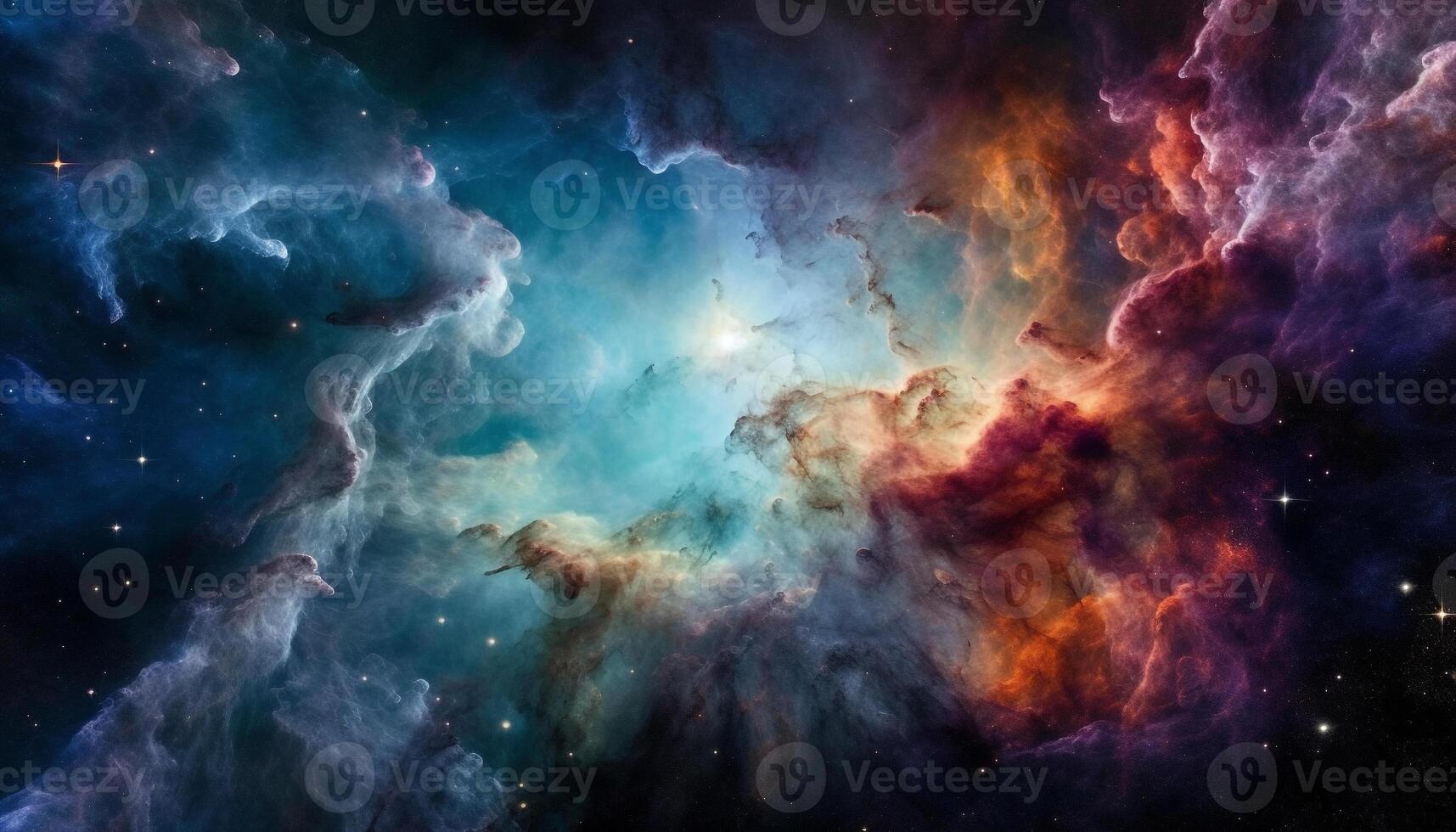 Glowing star field in deep purple space generated by AI photo