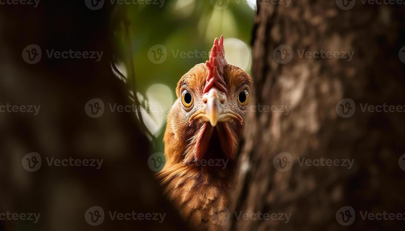 Vibrant rooster feathers showcase nature beauty generated by AI