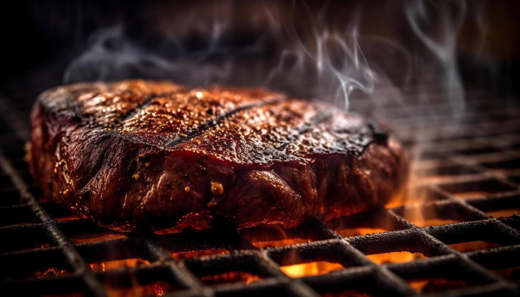 carbonizarse A la parrilla solomillo bife, ahumado a perfección generado por ai foto