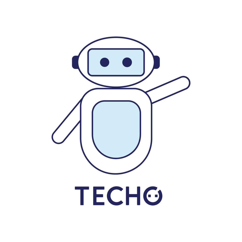 A Cute Mascot Robot Logo Illustration - Techo vector