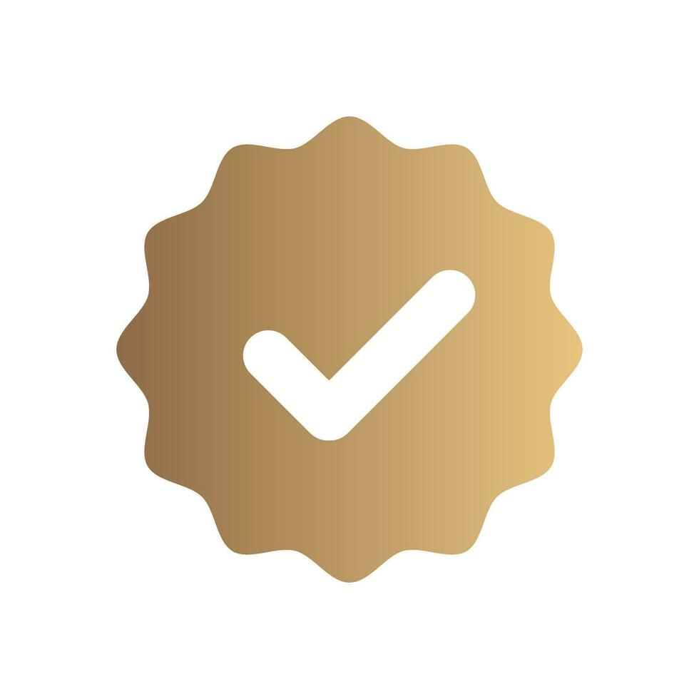 oro verificación Insignia - garantizado sello o verificado insignia. verificado icono estampilla. aprobado icono vector. Lista de Verificación icono vector