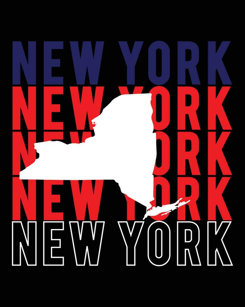 New York typography with NYC map t-shirt vector design. American streetwear USA New York apparel illustration.