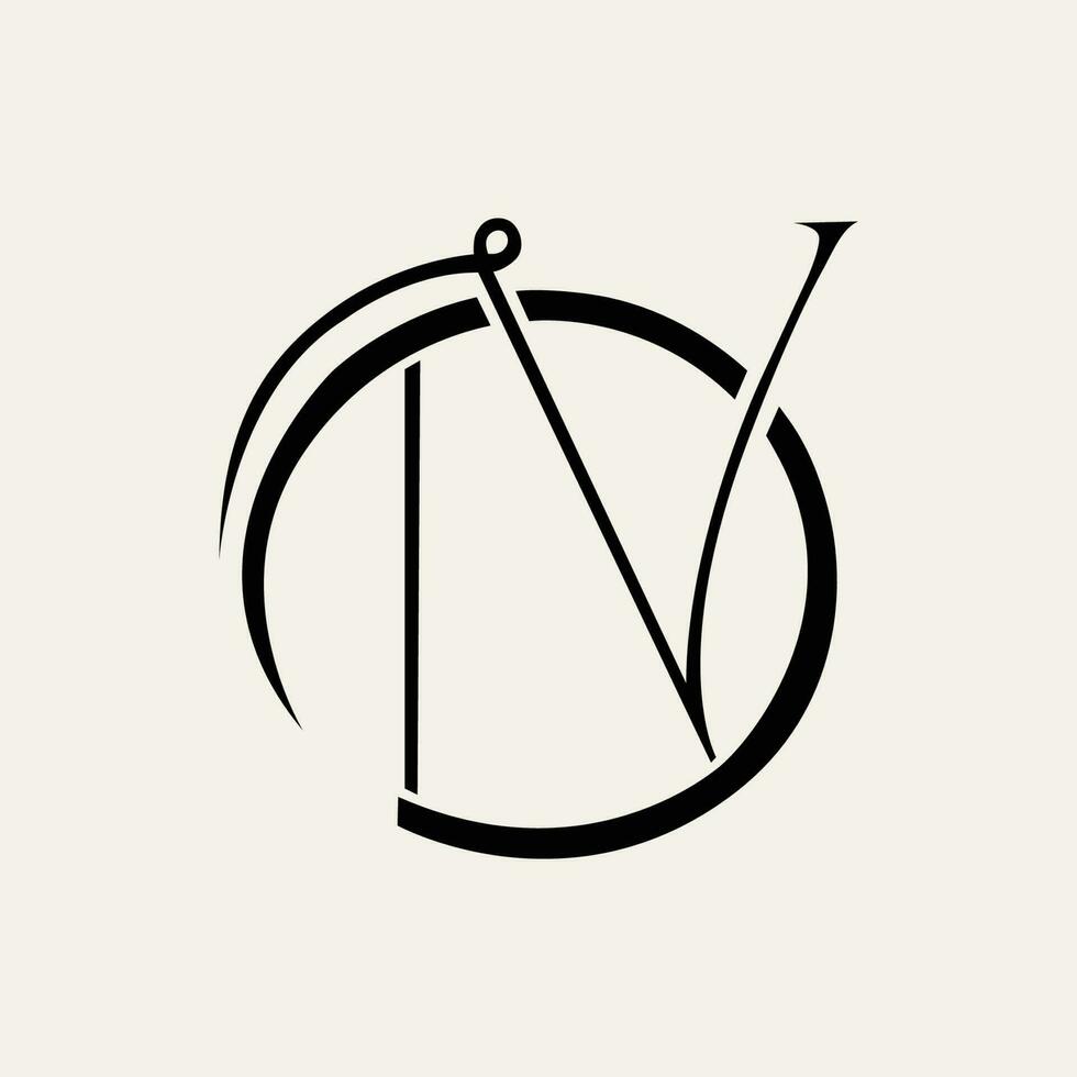Monogram logo, Initial letters D and V or Dr Vim black color on beige background vector