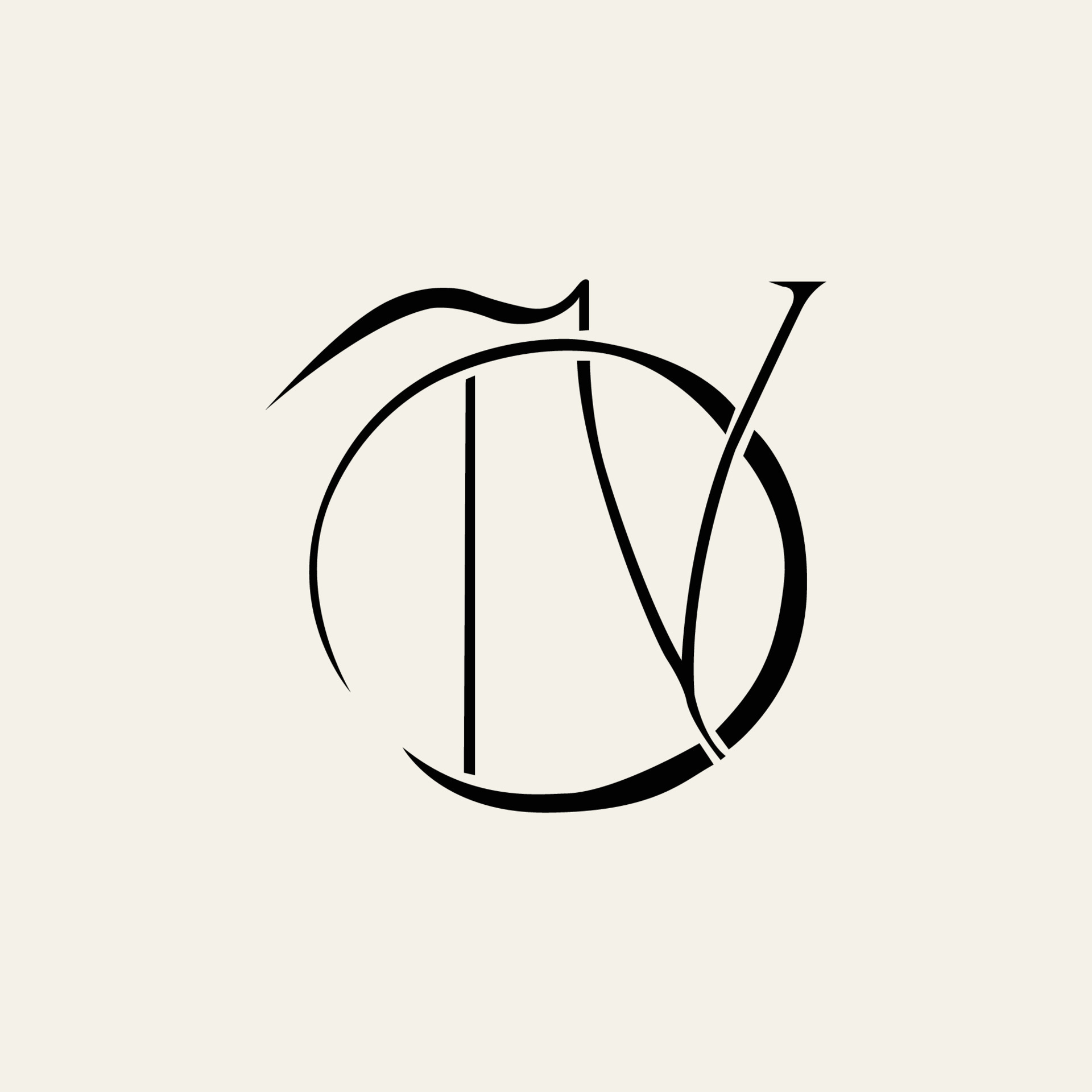 Monogram logo, Initial letters D and V or Dr Vim black color on beige background 24641216 Vector