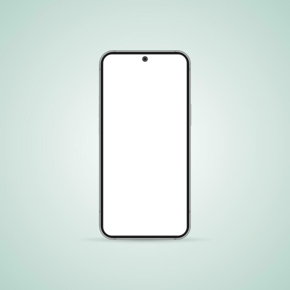 Realistic Smartphone Interface, High Quality Mobile Phone Front View, Empty Screen Vector Mockup