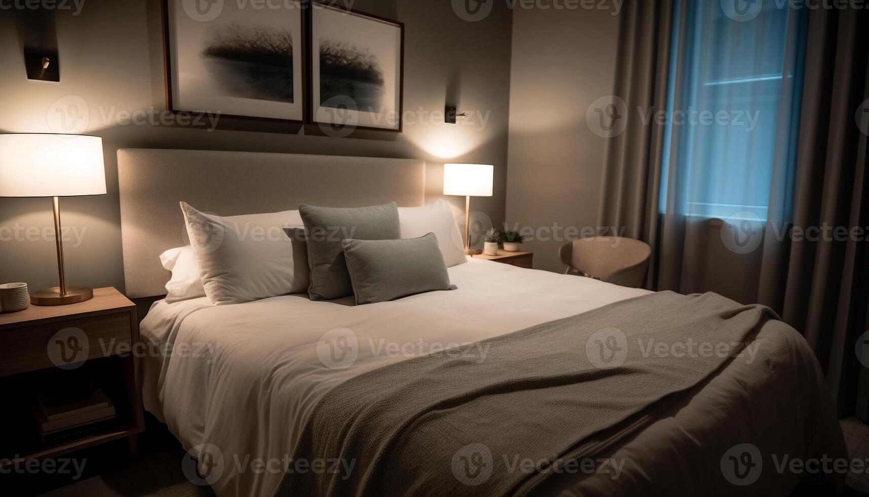 Luxury hotel suite with modern elegance and comfort generated by AI photo