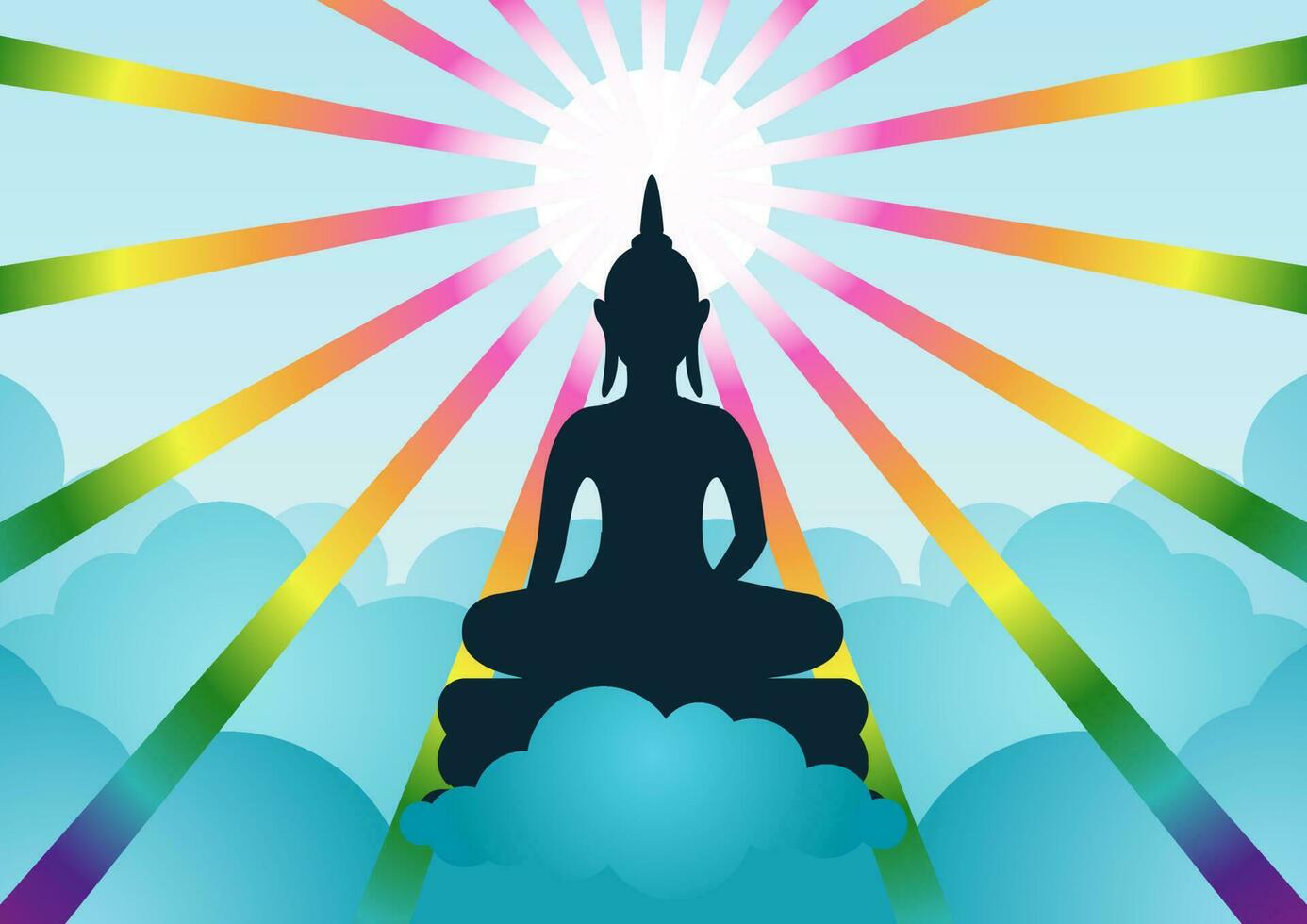 Lord of buddha with light and cloud backward mean begin of hope,belief and faith vector