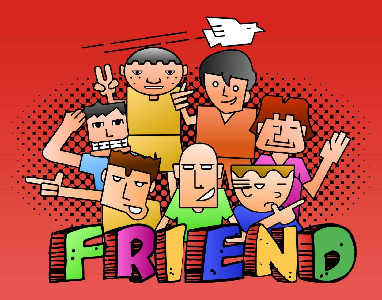 concept cartoon of group of youth vector