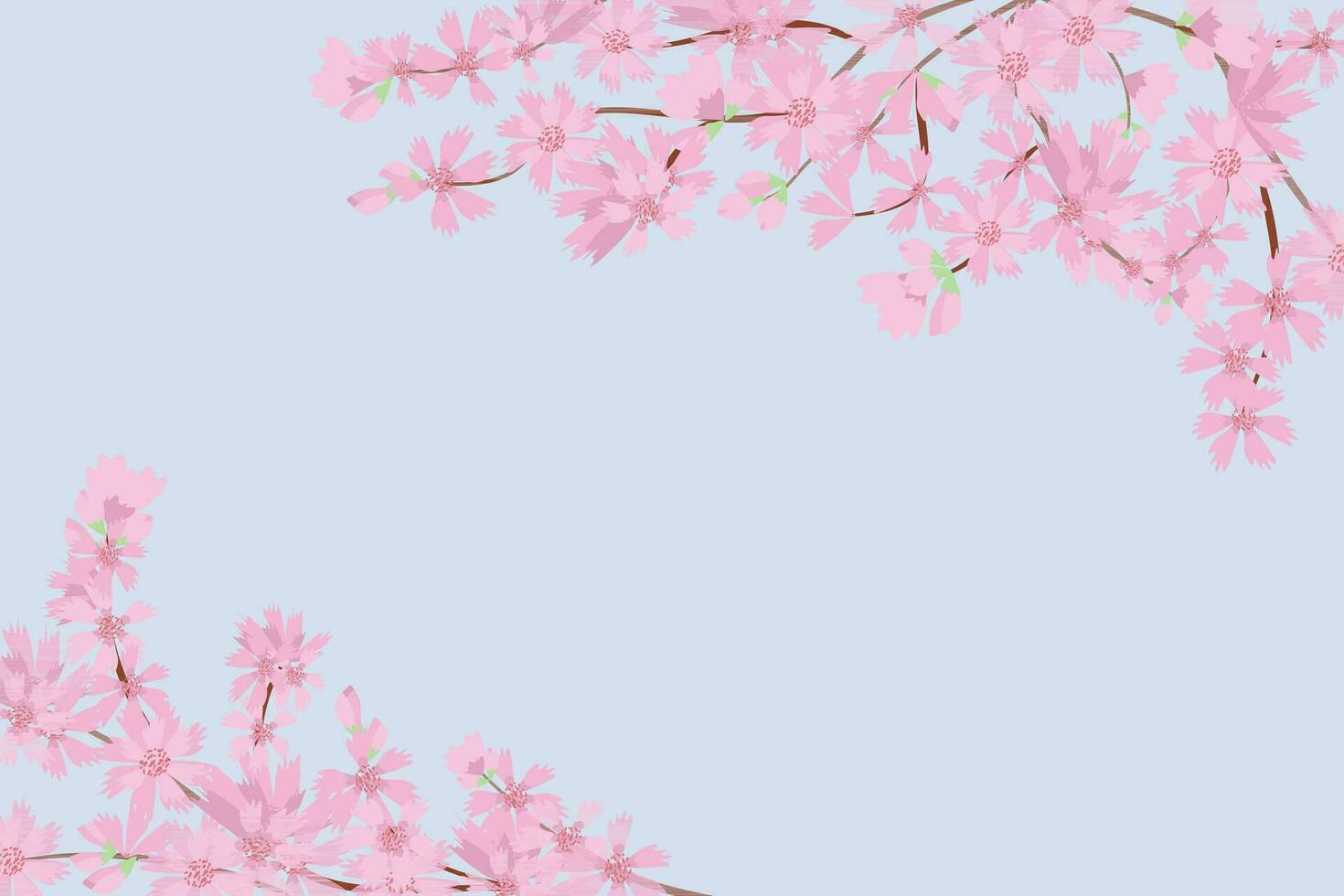 Cherry blossom flower background square social media template banner vector illustration. Cute Pink Floral background for spring summer with copy space.