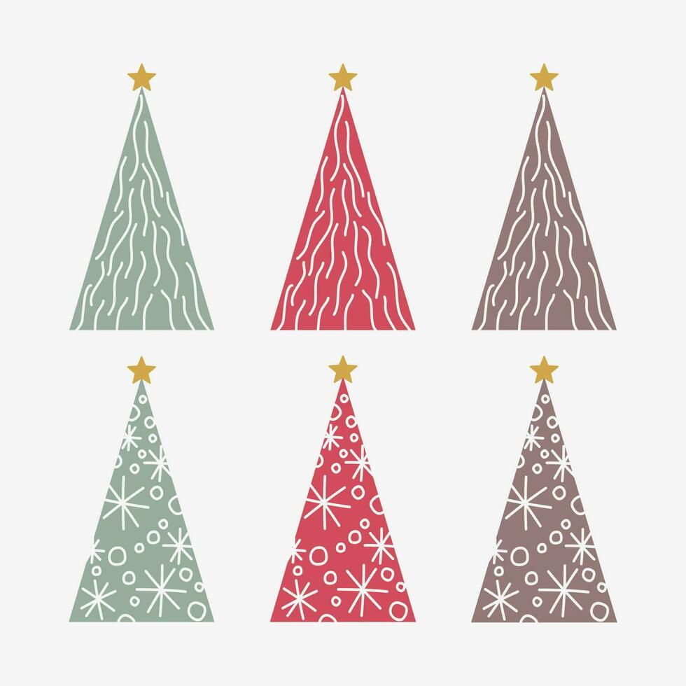 Christmas tree modern trendy cut out line drawing vector illustration for Christmas decoration party celebration in December